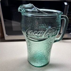 Coca Cola Textured Green Glass Pitcher